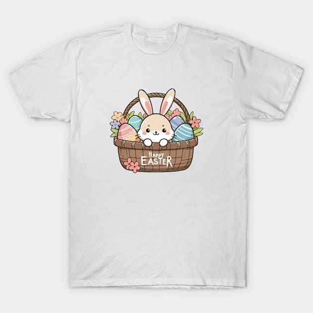 Bunny Easter Basket T-Shirt by katzura